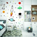 Ver imagem 1 de Adesivo de Parede Infantil Astronauta Foguete Galaxia Ovnis