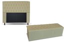 Ver imagem 1 de KIT CABECEIRA 160 + RECAMIER 160 LADY COR MATERIAL SINTÉTICO BEGE TOPÁZIO DECOR
