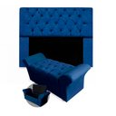 Ver imagem 1 de Kit Cabeceira Mirage + Calçadeira Baú Veneza Queen Size 160cm Suede - Ecotec Decor:Azul Marinho