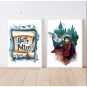 Ver imagem 2 de Kit 2 Quadros Aquarela Harry potter 24x18cm:madeira Preta