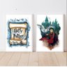 Kit 2 Quadros Aquarela Harry potter 24x18cm:madeira Preta - 2