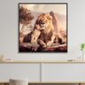 Quadro Decorativo - Papai Leão Com Seu Filhote - Moldura Flutuante - 90x90cm - 5