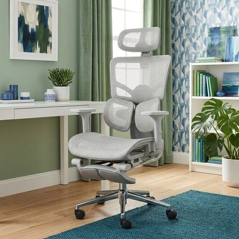 Cadeira Ergonômica de Escritório com Apoio de Pés Electra Cinza