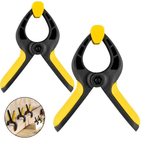 Conjunto 02 Grampos com Mola Sargento Prendedor para Marceneiro Multiuso 4" e 6" Pol