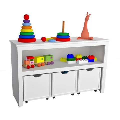 Organizador Infantil Atena 2 Baús MDF 102cm Branco Woodcore