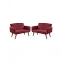 Ver imagem 1 de Kit 2 Poltronas 2 Lugares Braço Anabelle Unidecor Bordô