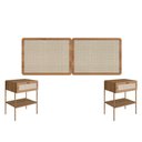 Ver imagem 1 de Cabeceira Cama Casal 160cm e 2 Mesas de Cabeceira com Gaveta Cor:hanover com Dourado