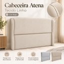 Ver imagem 3 de Cabeceira Atena para Cama Box Casal Estofada Linho Moderna Bege
