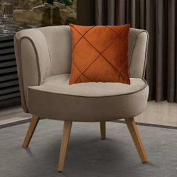 Kit 4 Capas para Almofada em Veludo Drapeada Retangular Bege e Terracota Quadrada - 4