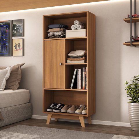 Estante para Quarto 1 Porta Maven Espresso Móveis Marrom/Nogal