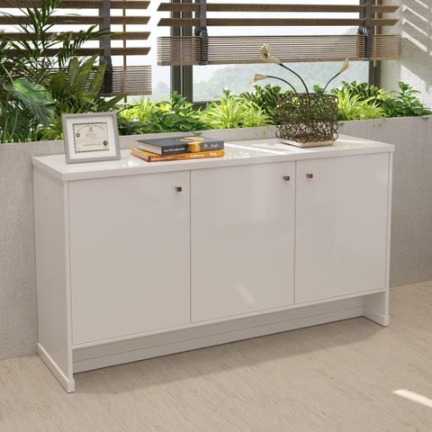 Aparador Buffet 3 Portas Tampo Mdp 25mm Berlin - Vianossa - Branco