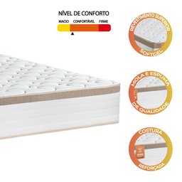 Colchão Casal CBP Molas Ensacadas Real 138x188x27cm Branco / Bege - Suporta até 130kg por Pessoa - 3