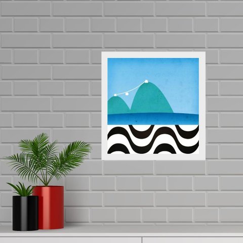 Quadro Quadrado Rio de Janeiro Corcovado- 33x33cm - com Vidro: Moldura Branca