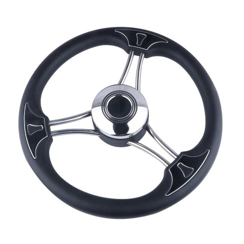 Volante 343mm Inox S316 6 Raios c/ Capa de Borracha Seariver