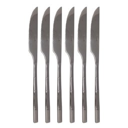 Conj Facas p/Churrasco Aco Inox Bambu Elegant 22.3cm 6pcs - 1 Conj Facas p/Churrasco Aco Inox Bambu Elegant 22.3cm 6pcs - 1