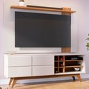 Ver imagem 1 de Rack com Painel para TV Até 70 Polegadas Noronha 2 Portas 3 Prateleiras Off White Matte/Freijó - Col
