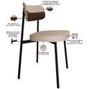 Ver imagem 4 de Kit 06 Cadeiras Estofada para Sala de Jantar Astrid Preto C01 Linho Areia Courino Whisky - Lyam Deco
