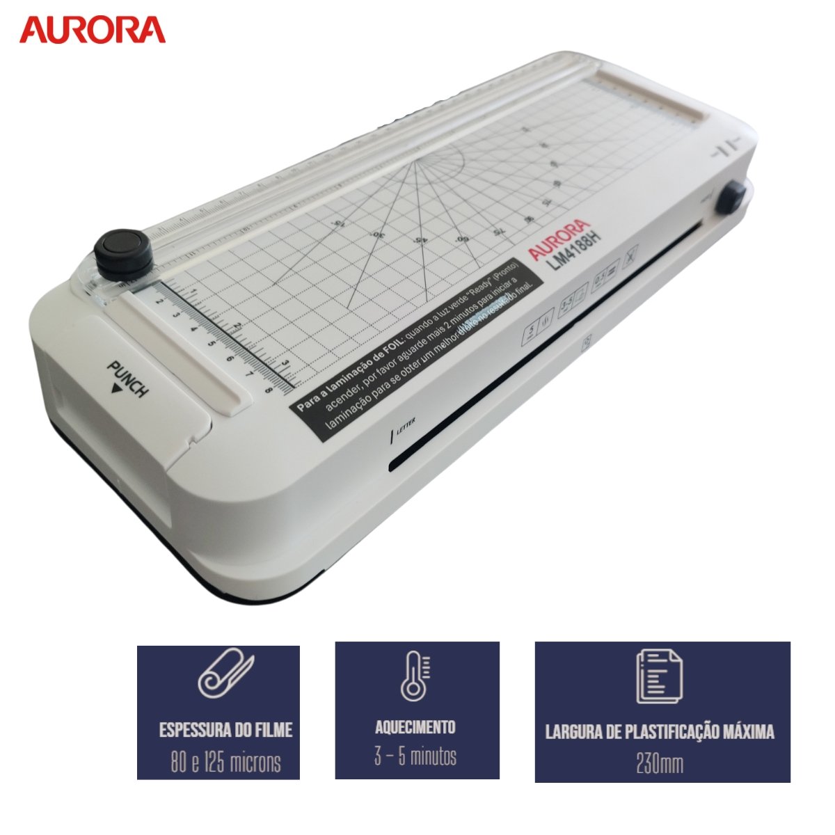 Plastificadora A4 Laminador Refilador Perfurador Aurora 127v - 3