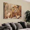 Ver imagem 1 de Quadro Decorativo em Canvas Leão TaColado Moldura Flutuante 4,5cm Freijó 120 x 80cm