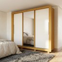 Ver imagem 1 de Guarda-Roupa Casal com Espelho em MDF com 3 Portas de Correr e 4 Gavetas Casuá Naturale Off White