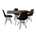 Ver imagem 1 de Conjunto de Mesa de Ferro Preto Tampo Amêndoa 120x75 4 Cadeiras Ferro Preta Assento Pre