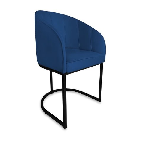 Poltrona Mia Suede Azul Marinho Base Metálica Preta - Belliv Decor