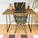 Ver imagem 1 de Mesa para Escritório de Ferro e Madeira Industrial Tabaco e Preto