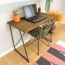 Ver imagem 2 de Mesa para Escritório de Ferro e Madeira Industrial Tabaco e Preto
