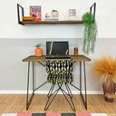 Ver imagem 3 de Mesa para Escritório de Ferro e Madeira Industrial Tabaco e Preto