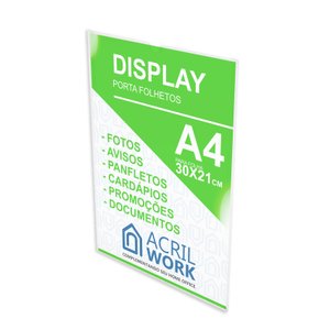 Display Acrílico Bolso Parede A4 Porta Folha Expositor