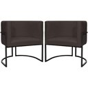 Ver imagem 1 de Kit 2 Poltronas Luna Suede Cores Base de Ferro Preta - Marrom, Suede