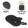 Cabo Hdmi 15 Metros Flat Gold 19p Ultrahd Banhado Ouro Nylon - 2