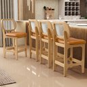 Ver imagem 2 de Kit 4 Banquetas Baixa Bar Cozinha Sala de Jantar Betta L02 Mel Tela Couríssimo Whisky - Lyam Decor