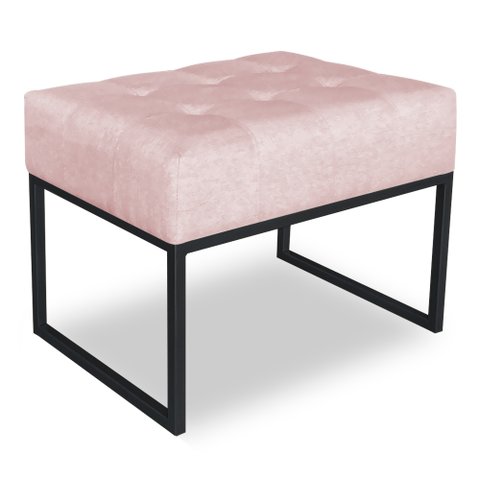 Puff Lisa Suede Base Metálica Industrial Preto - Pallazio
