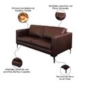 Ver imagem 2 de Sofá Decorativo Sala de Estar Europa 2 Lugares 180cm Couro Caramelo - Mozzelar