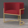 Poltrona Decorativa Sala Estar Recepção Escritório Luana Base Gold Veludo Vermelho Montanaris Decor - 2