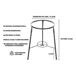 Suporte para Vasos e Bacias Suculenta 51cm Altura - até 30kg - 3