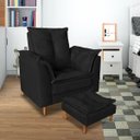 Ver imagem 1 de Poltrona Confortável para Amamentação com Puff Fibras Macias Preto