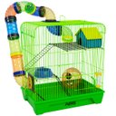 Ver imagem 1 de Gaiola Hamster 3 Andares Colorida com Casa Tubos e Rodinha - Verde