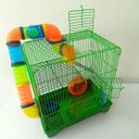 Ver imagem 5 de Gaiola Hamster 3 Andares Colorida com Casa Tubos e Rodinha - Verde