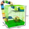 Gaiola Hamster 3 Andares Colorida com Casa Tubos e Rodinha - Verde - 2
