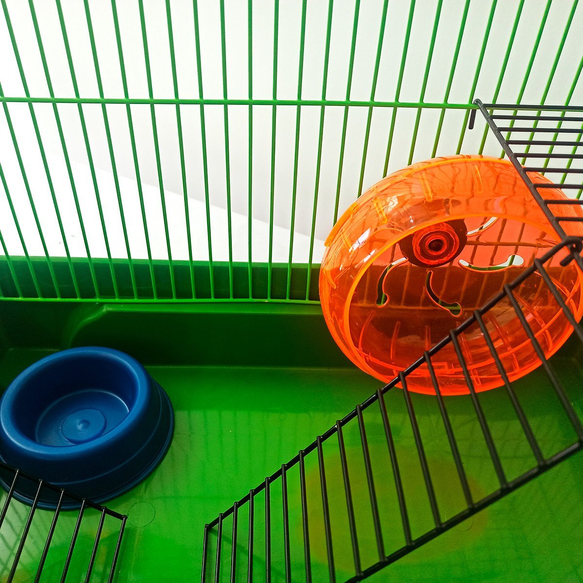 Gaiola Hamster 3 Andares Colorida com Casa Tubos e Rodinha - Verde - 10