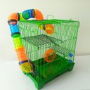 Ver imagem 3 de Gaiola Hamster 3 Andares Colorida com Casa Tubos e Rodinha - Verde