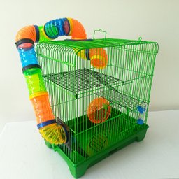 Gaiola Hamster 3 Andares Colorida com Casa Tubos e Rodinha - Verde - 3