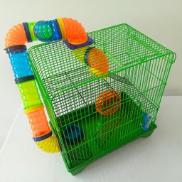 Gaiola Hamster 3 Andares Colorida com Casa Tubos e Rodinha - Verde - 4