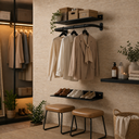 Ver imagem 3 de Prateleira de Parede 60cm Multiuso Organização Sapatos + Cabideiro 60cm Arara para Roupas Preto