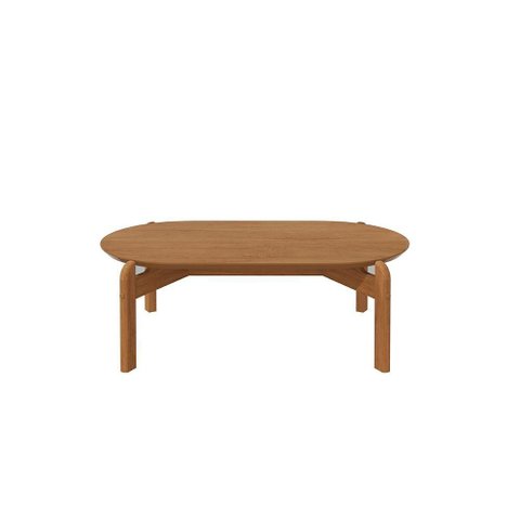 Mesa de Centro Sala Lizz Oblonga com Pés de Madeira Maciça Cedro Cedro