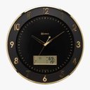 Ver imagem 1 de Relógio Parede 35cm Termômetro Calendário Preto Herweg 6819