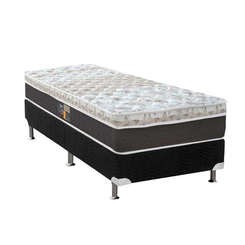 Cama Box Solteiro: Colchão Molas Pocket Ensacadas Castor Class Híbrido + Base CRC Suede Black(88x188