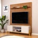 Ver imagem 1 de Bancada Cher e Painel Trento para Tv até 65 Polegadas 183x240cm Off White Freijó- Mabe Magazine